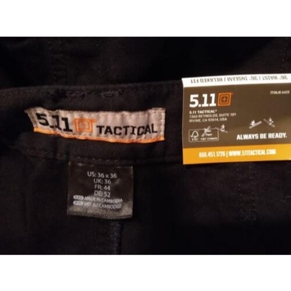 5.11 TACLITE Pro Tactical Black Cargo Pants Men's 36" x 32" Pockets Adjustable - Picture 6 of 10